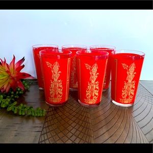 Vintage Culver Red Glasses Mid Century Goddess